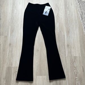 Black Flared Velvet Tummy Control Pants